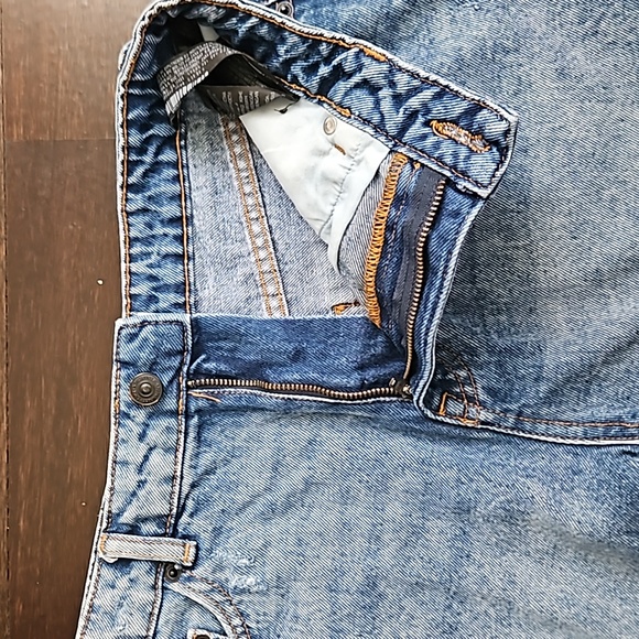 WOMEN'S ZARA BLUE CUT OFF DENIM JEAN SHORTS HIGH WAIST IN SOMA BLUE SZ 6 $50 - Picture 4 of 6